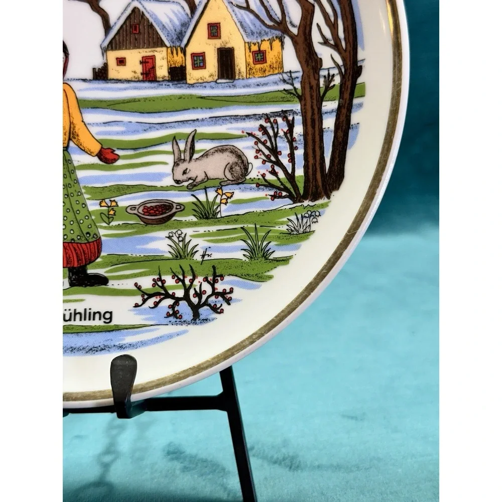 Vintage 1980 Kahla Germany Spring Plate Geldersheim Intl. Hike Frühlings Scene